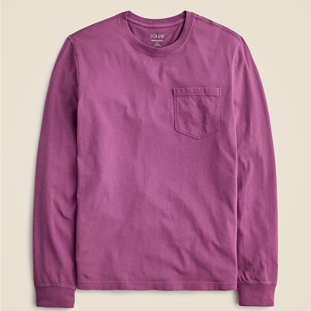 J Crew Long-sleeve vintage-wash cotton pocket T-shirt CB486